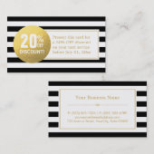 Carte Coupon de réduction - Étiquette d'or noir et (Devant / Derrière)