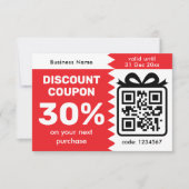 Carte Coupon de réduction numérique avec logo code QR vi (Devant)