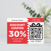 Carte Coupon de réduction numérique avec logo code QR vi (Debout devant)