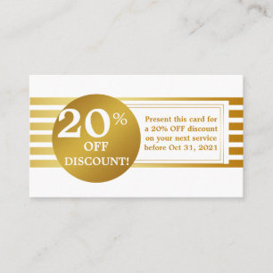 Carte Coupon Étiquette Blue and White Gold