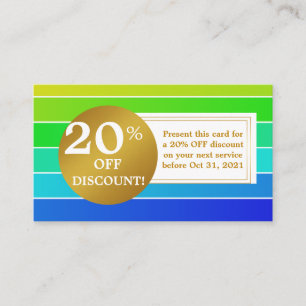 Carte Coupon Étiquette Blue and White Gold