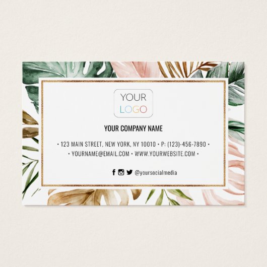 Carte Coupon Feuille Tropical d'été (Dos)