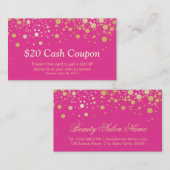 Carte Coupon Glam Gold Pink Confetti Points (Devant / Derrière)
