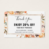 Carte Coupon Gold Floral de Terracotta Automne (Devant)