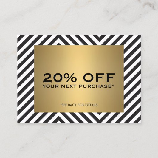 Carte Coupon Noir Blanc Motif Noir Rétro (Devant)