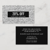 Carte Coupon Noir Parties scintillant Argent Fille (Devant / Derrière)