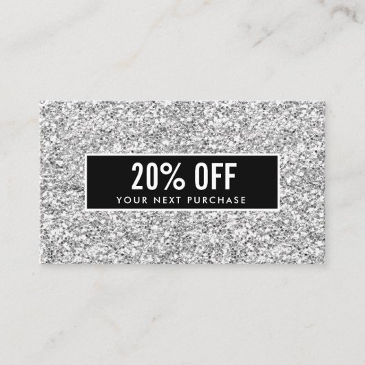 Carte Coupon Noir Parties scintillant Argent Fille (Devant)