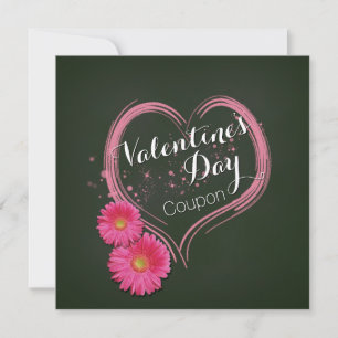 Carte Coupon Saint Valentin Fleurs de Coeur Rose