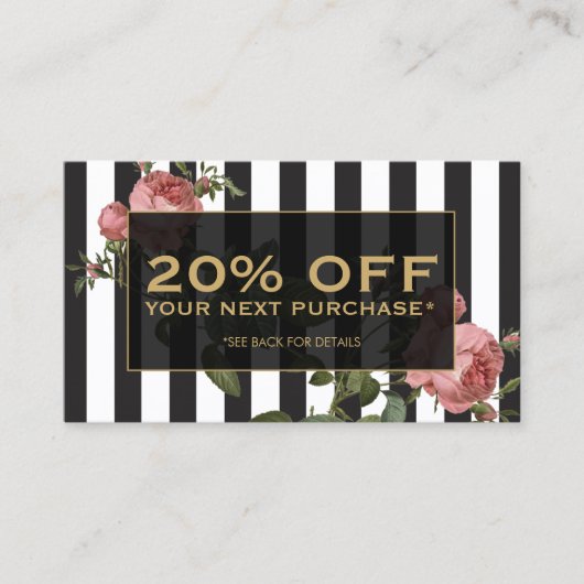 Carte Coupon vintage Florale (Devant)