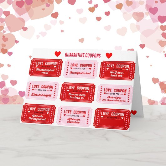 Carte Coupons Heureuse Sainte-Valentin Jouer rose rouge