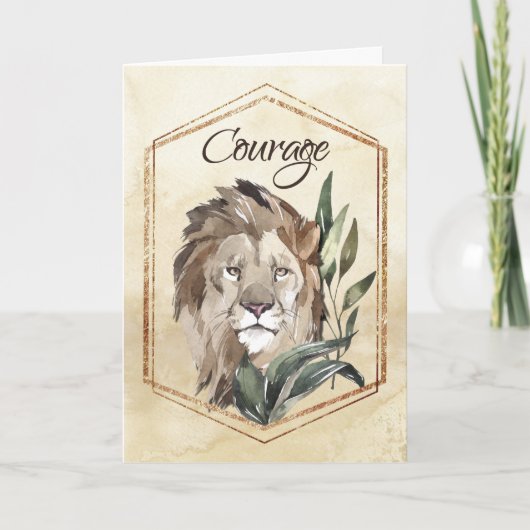 Carte Courage Lion pour 12 étapes de récupération (Devant)