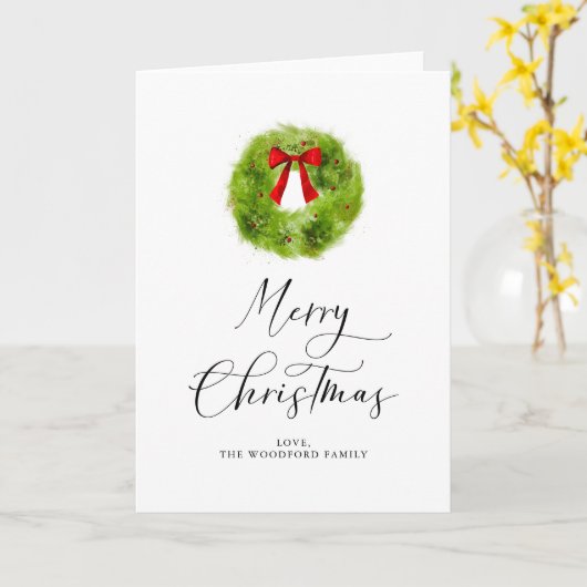 Carte Courbe de Noël Élégant Script Vacances (Fleur jaune)