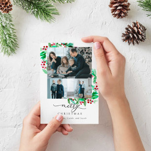 Carte Courbe de Vacances Script 3 Photo Joyeux Noël Chic