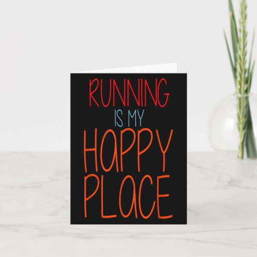 Carte Courir Est Mon Happy Place Funny Marathon Runner (Devant)