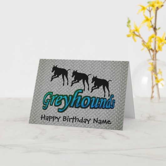Carte Courir Greyhounds Anniversaire personnalisé (Fleur jaune)