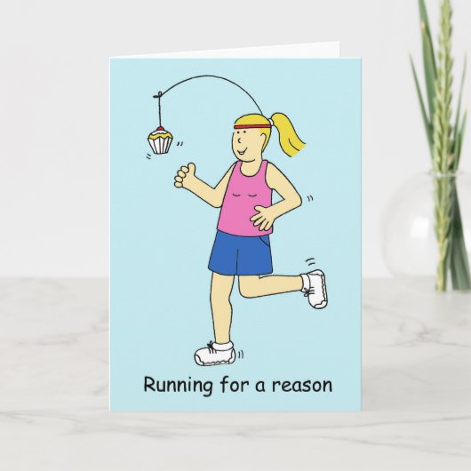 Carte Courir pour le gâteau comme motivation. (Devant)