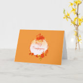 Carte Couronne aquarelle orange de Thanksgiving (Fleur jaune)