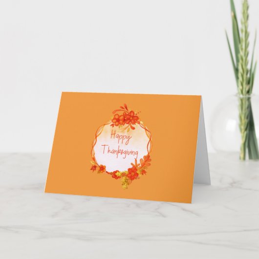Carte Couronne aquarelle orange de Thanksgiving (Devant)