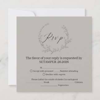 Carte Couronne botanique élégante vert sauge Mariage RSV