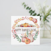 Carte couronne citrouille feuillue bon thanksgiving (Debout devant)