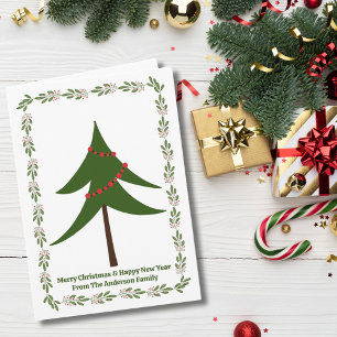 Carte Couronne de baie d'arbre de Noël rétro 3 Photo per