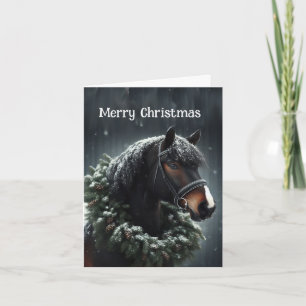 Carte Couronne de Cheval Noir de Noël