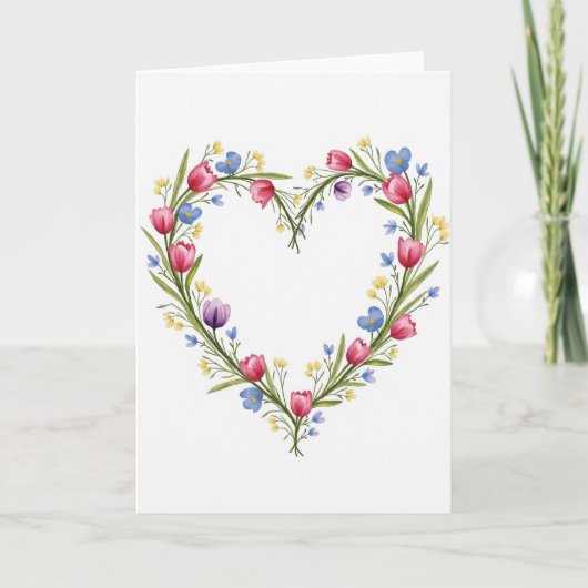 Carte Couronne de coeurs à l'aquarelle (Devant)