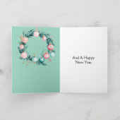 Carte Couronne de décorations de Noël rose menthe (Intérieur)