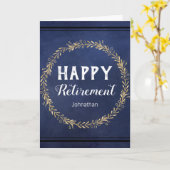 Carte Couronne de faux feuillage en relief bleu pour ret (Fleur jaune)