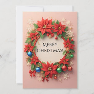 Carte Couronne de fête Lueur des Fêtes 🎄✨ Poinsettia Do
