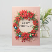 Carte Couronne de fête Lueur des Fêtes 🎄✨ Poinsettia Do (Debout devant)