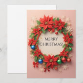 Carte Couronne de fête Lueur des Fêtes 🎄✨ Poinsettia Do (Devant / Derrière)