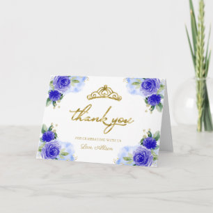 Carte Couronne de Fleurs Bleues Quinceanera Merci