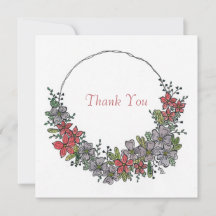 Couronne de fleurs dessinée à la main Merci