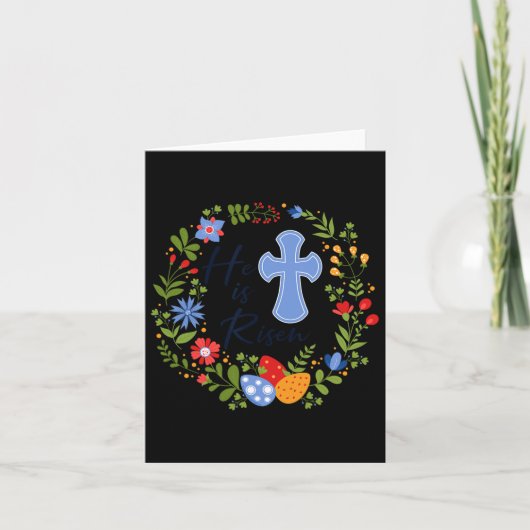 Carte Couronne de fleurs Il est ressuscité Jésus chrétie (Devant)
