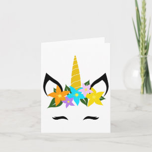 Carte Couronne de fleurs mignonne sourire cils visage de