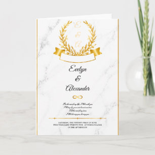 Carte Couronne de laurier en or de luxe Mariage en marbr