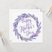 Carte couronne de lavande pour la fête des mères (Devant/Arrière en situation)