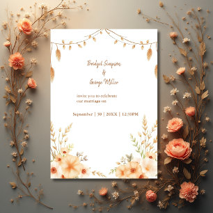 Carte couronne de Mariage à fleurs boho