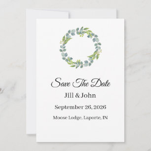 Carte Couronne de mariage en eucalyptus verticale Enregi