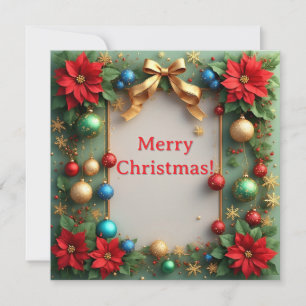 Carte Couronne de Noël avec poinsettias