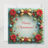Carte Couronne de Noël avec Poinsettias (Dos)
