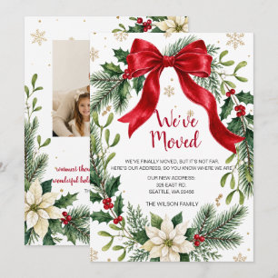 Carte Couronne de Noël avec ruban Nous avons déménagé Ca