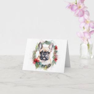 Carte Couronne de Noël Bouledogue français Chien de fête