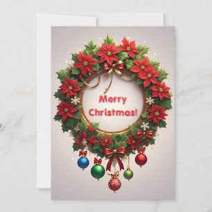 Carte Couronne de Noël de luxe Fêtes 🎄✨ Dorée