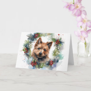 Carte Couronne de Noël de Terrier Australien Chien de fê