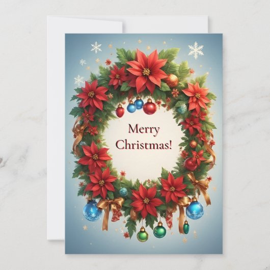 Carte Couronne de Noël élégante Fêtes 🎁🎄 Poinsettia (Devant)
