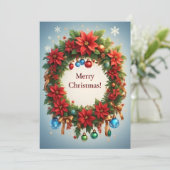 Carte Couronne de Noël élégante Fêtes 🎁🎄 Poinsettia (Debout devant)