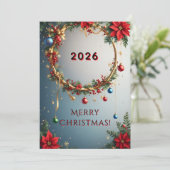 Carte Couronne de Noël festive (Debout devant)