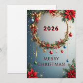 Carte Couronne de Noël festive (Devant / Derrière)